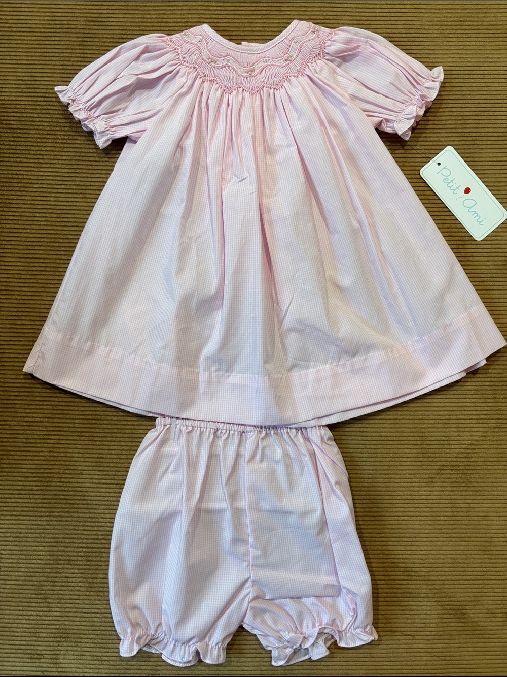 Petit Ami Light Pink Smocked Two-Piece Set